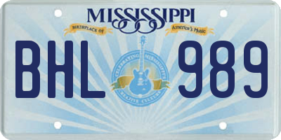 MS license plate BHL989