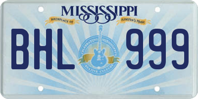 MS license plate BHL999