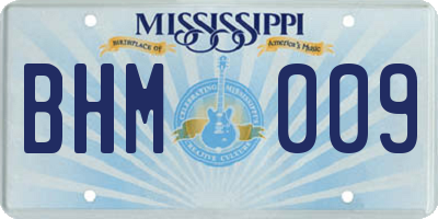 MS license plate BHM009