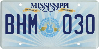 MS license plate BHM030