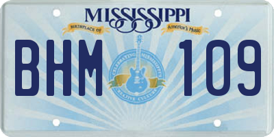 MS license plate BHM109