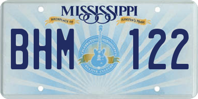 MS license plate BHM122