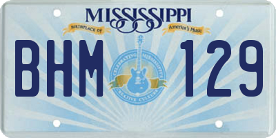 MS license plate BHM129