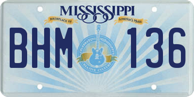 MS license plate BHM136