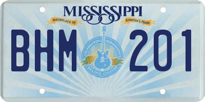 MS license plate BHM201