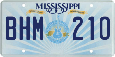 MS license plate BHM210