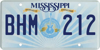 MS license plate BHM212