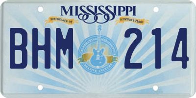 MS license plate BHM214