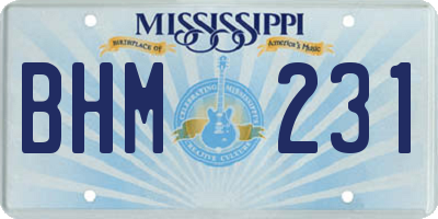 MS license plate BHM231