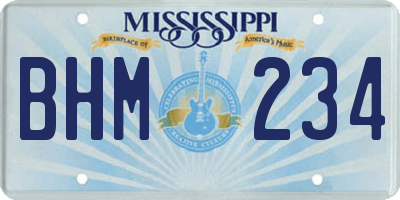 MS license plate BHM234