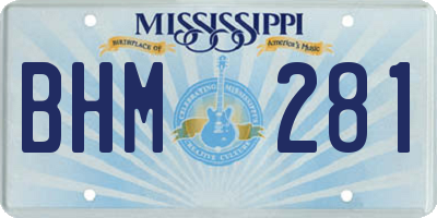 MS license plate BHM281