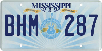 MS license plate BHM287