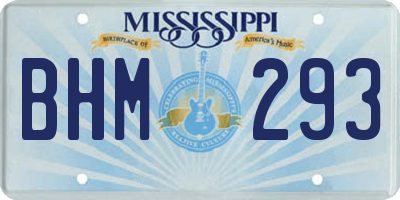 MS license plate BHM293