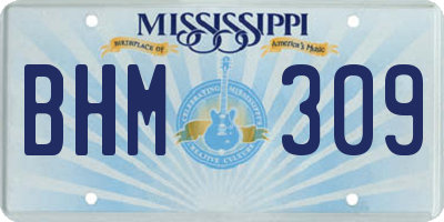 MS license plate BHM309