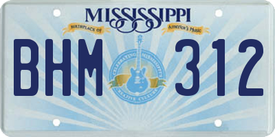 MS license plate BHM312
