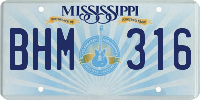 MS license plate BHM316