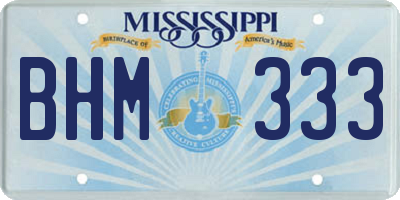 MS license plate BHM333