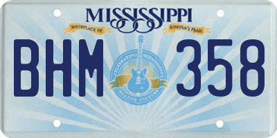 MS license plate BHM358