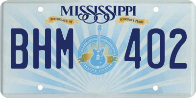 MS license plate BHM402
