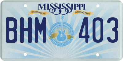 MS license plate BHM403