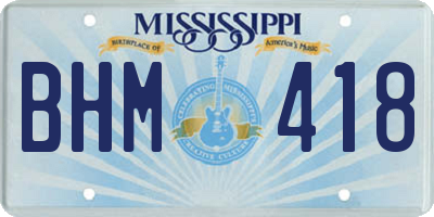 MS license plate BHM418