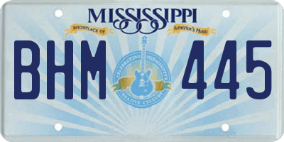 MS license plate BHM445