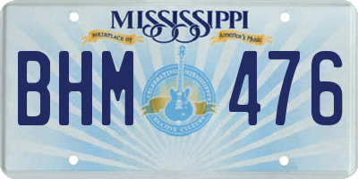 MS license plate BHM476