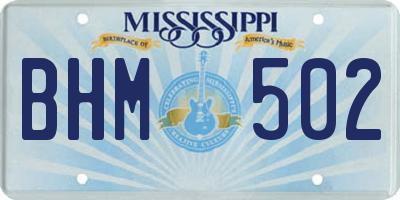 MS license plate BHM502