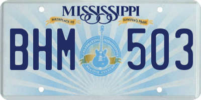 MS license plate BHM503