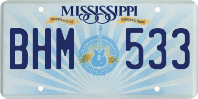 MS license plate BHM533