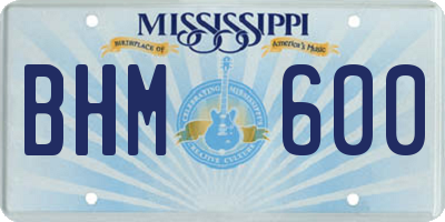 MS license plate BHM600