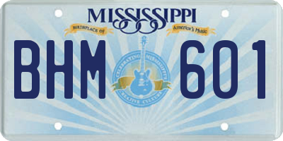 MS license plate BHM601