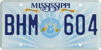 MS license plate BHM604