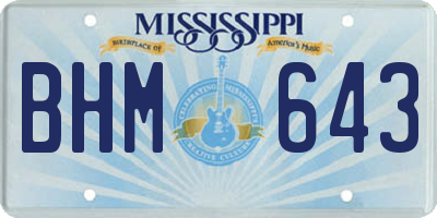 MS license plate BHM643
