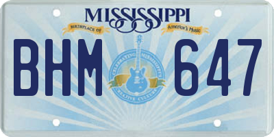 MS license plate BHM647