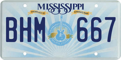MS license plate BHM667