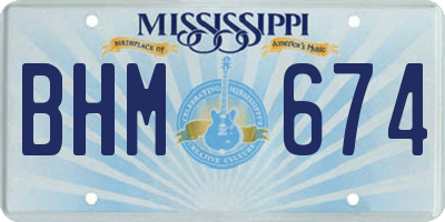 MS license plate BHM674