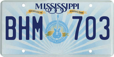MS license plate BHM703