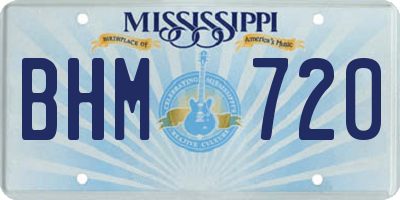 MS license plate BHM720