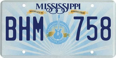 MS license plate BHM758