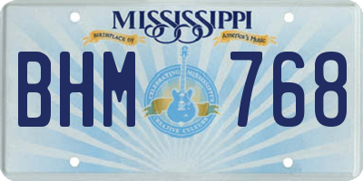 MS license plate BHM768