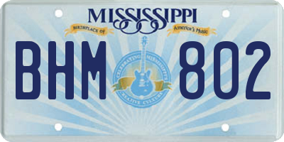 MS license plate BHM802
