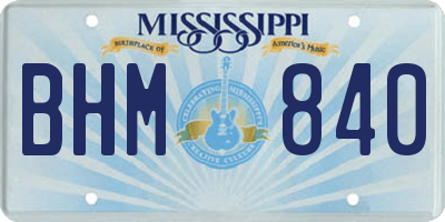 MS license plate BHM840