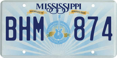 MS license plate BHM874