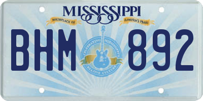 MS license plate BHM892