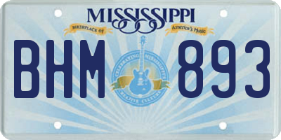 MS license plate BHM893