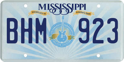 MS license plate BHM923