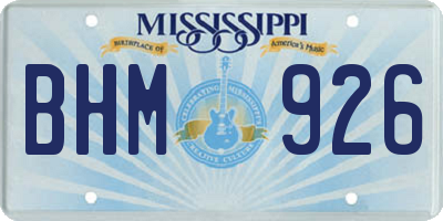 MS license plate BHM926