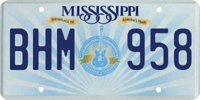 MS license plate BHM958