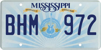 MS license plate BHM972